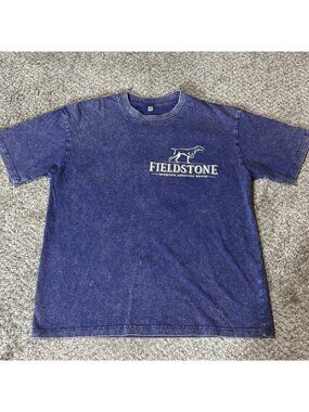 Fieldstone Labrador Retriever T-Shirt Men's M Blue Acid Wash Duck Graphic Tee